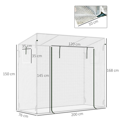 Outsunny 200x76x168cm Walk-in Garden Greenhouse Plant Warm House w/ Roll Up Door